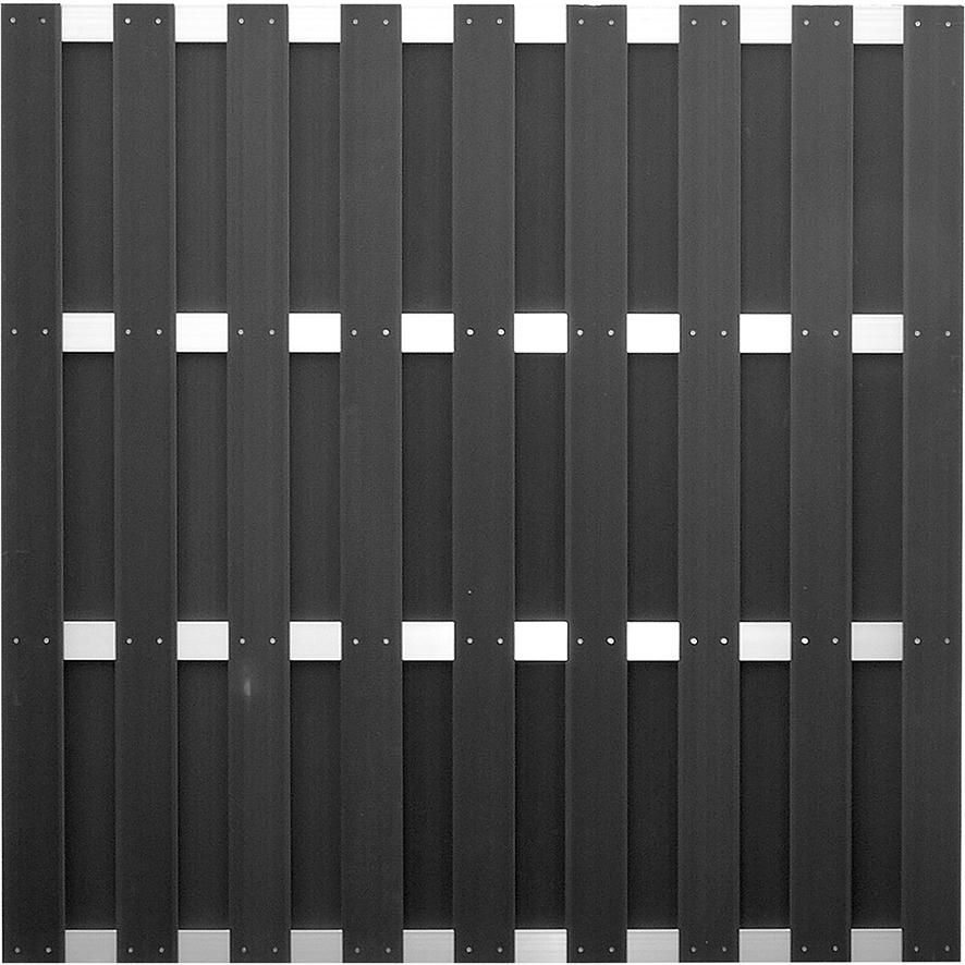 ELDENA-Serie ANTHRAZIT 180 x 180cm hell eloxiert4 Querriegel ALU WPC-Bretterzaun