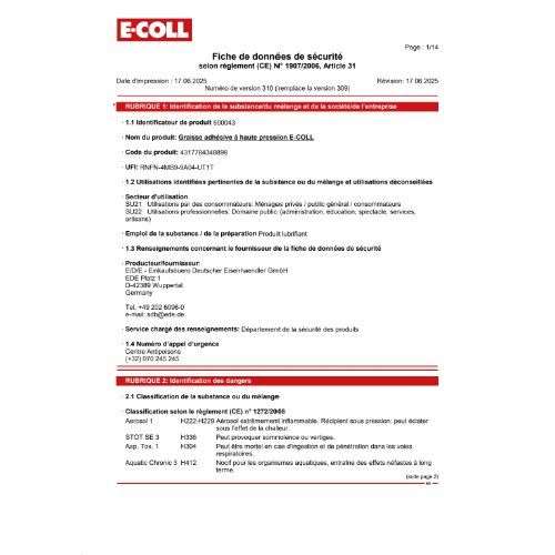 Hochdruck-Haftfett-Spray 300ml E-COLL