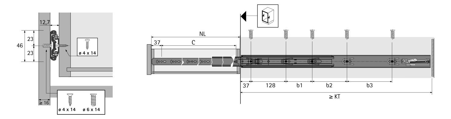 HETTICH Kugelauszug KA 5632 SC mit Selbsteinzug