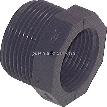Reduziernippel G 1/2"(AG)-Rp 1/4"(IG), PVC-U