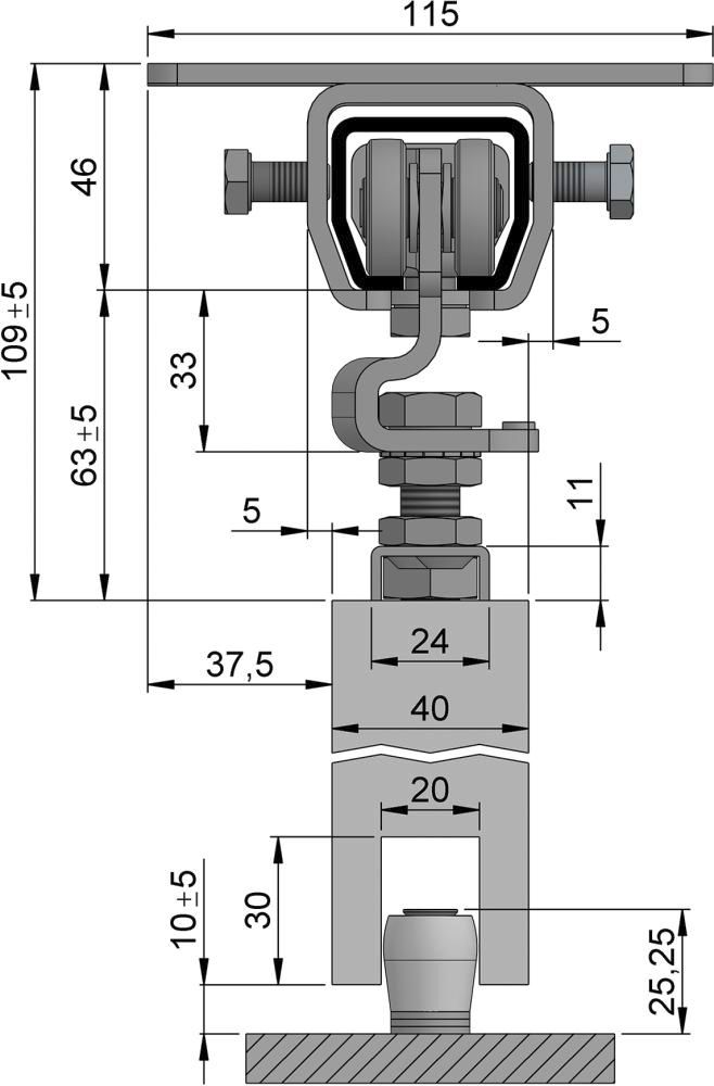 HELM 300 Erweiterungsset verzinkt, blau, bis 200 kg, Decke, 2000 mm