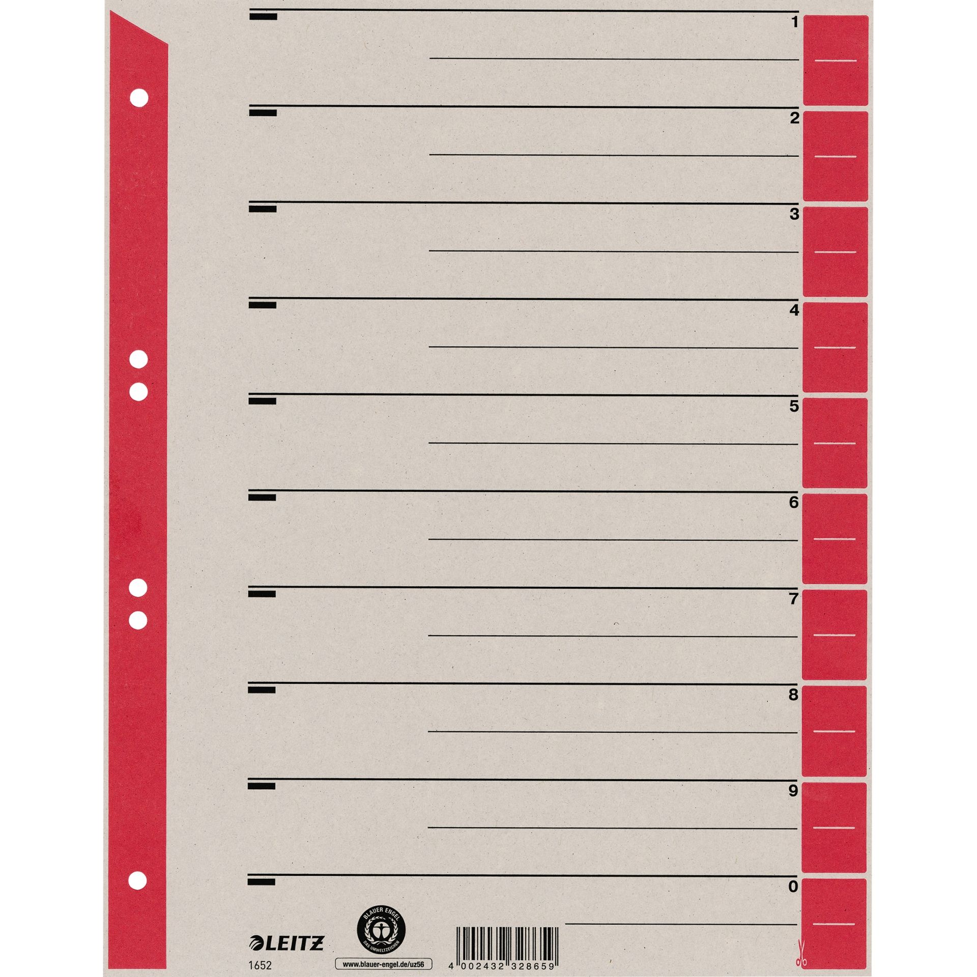 Trennblatt DIN A4 230g Karton rot 100 St./Pack.