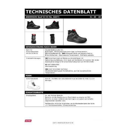 Sicherheitsstiefel ANDERSON Roof S3 HI, Gr. 41