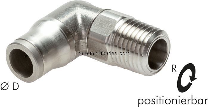 Winkel-Steckanschluss NPT 1/8"-4mm, IQS-Edelstahl