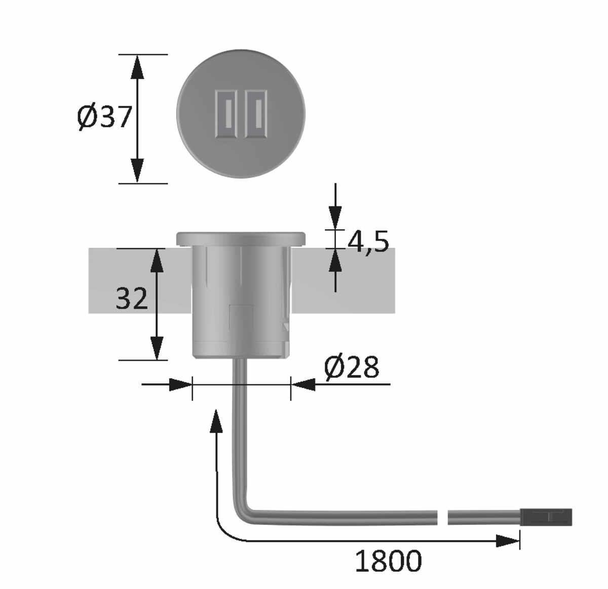 USB Einbau-Doppelsteckdo.
