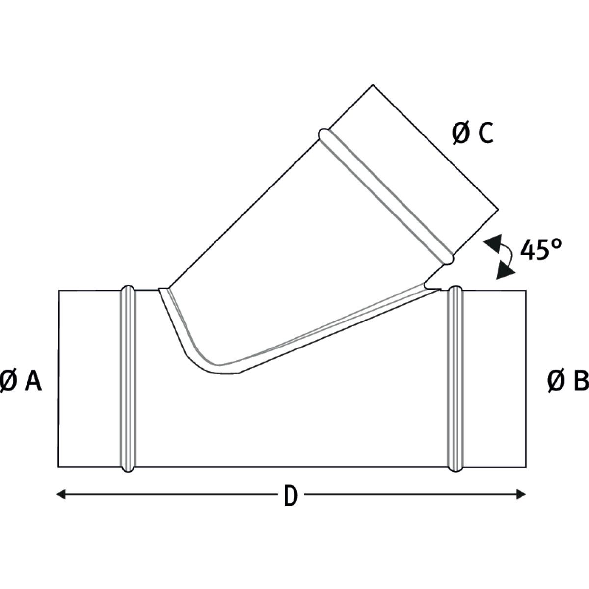 Abzweigstück 45° Holzkraft Ø 160/160/100
