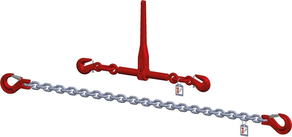McBULL® 2-teilige-Zurrkette, GK8, galv. verz., 6 mm, 1 Meter