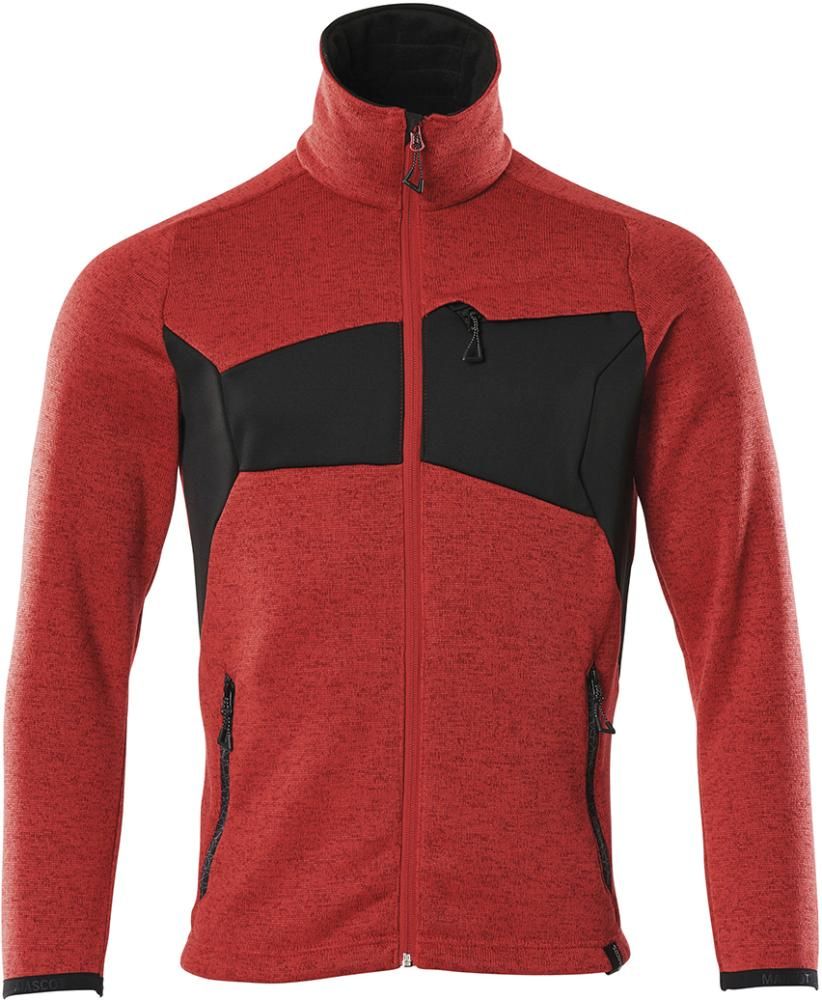 Strickjacke mit Reißverschluß 18105, verkehrsrot/schwarz, Gr.3XL