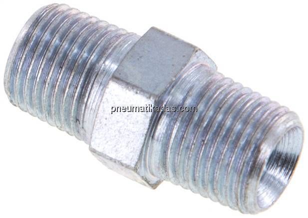 Doppelnippel NPT 1/8"-NPT 1/8", Stahl verzinkt