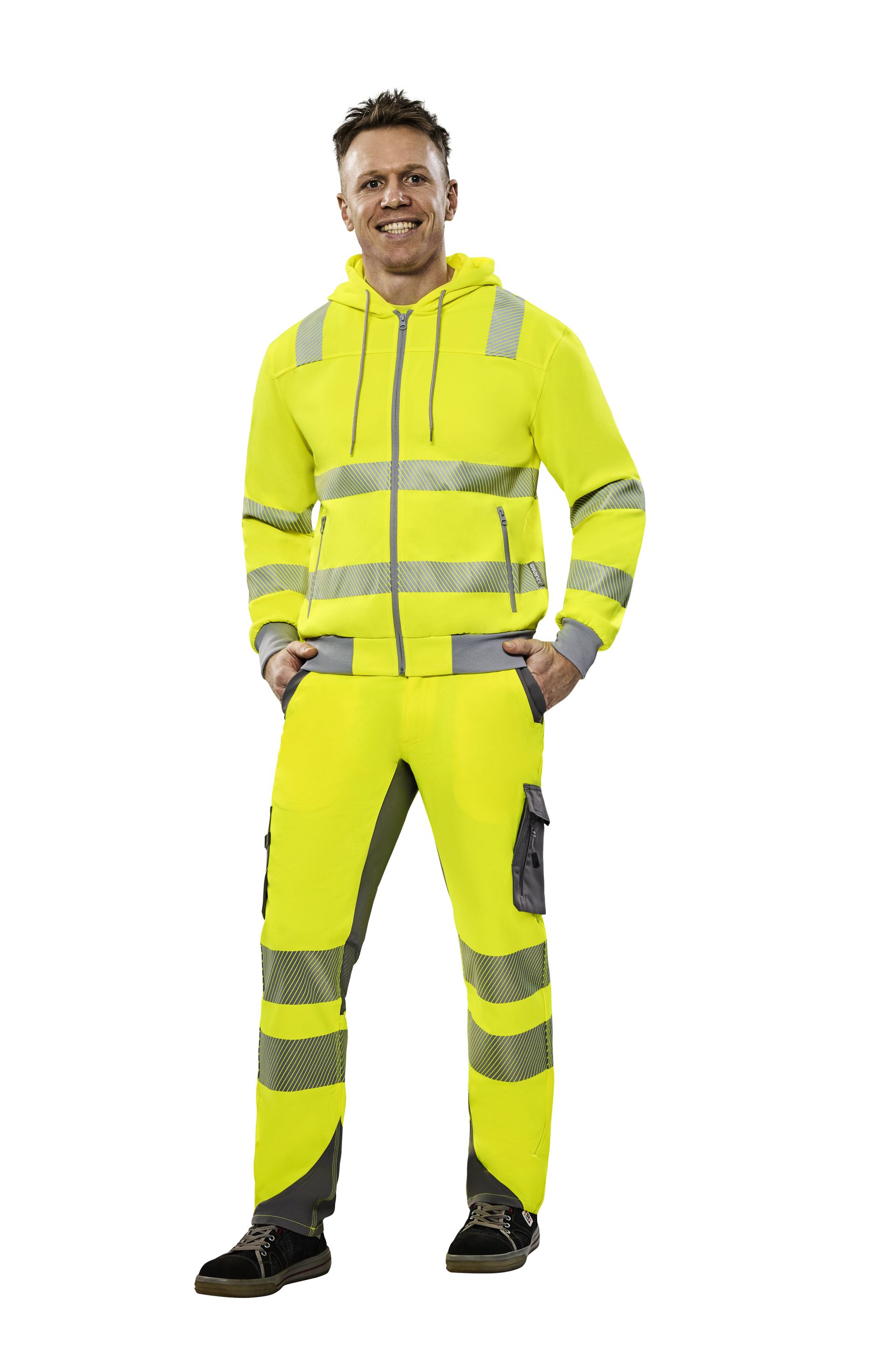 Planam Hoody Norit Warnschutz gelb/zink Gr. XS