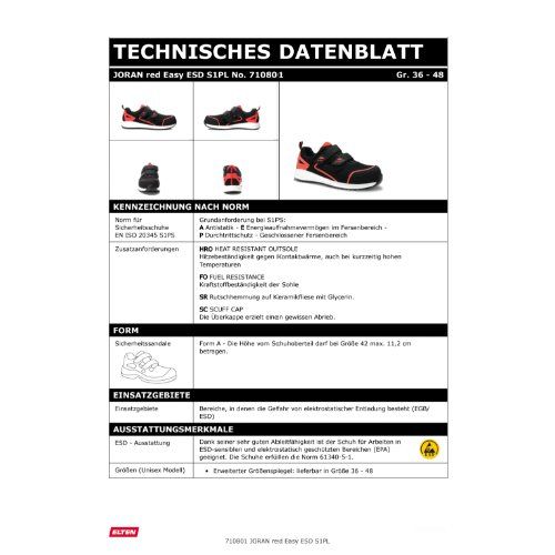 ELTEN JORAN S1PL Sicherheitssandale ESD, Schwarz, Gr. 37