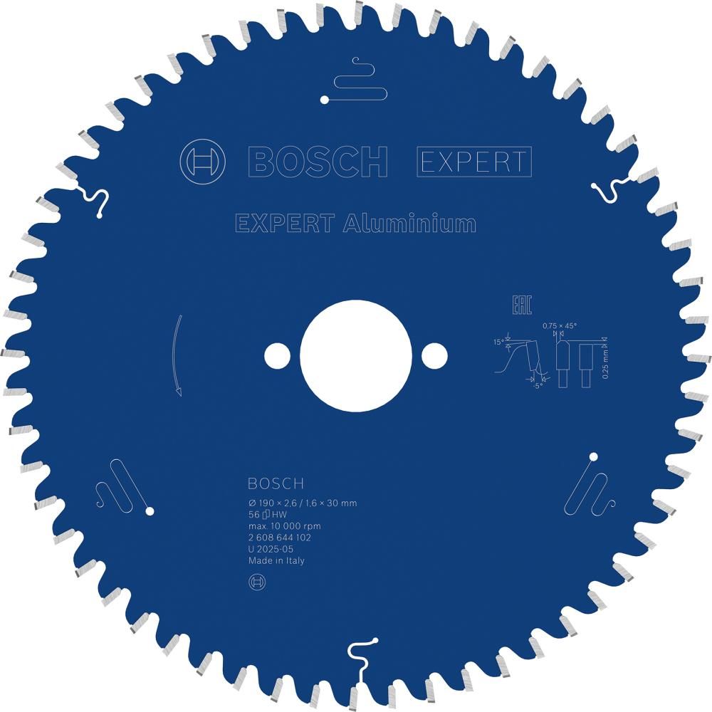 HM-Kreissägeblatt 190x2,6/1,6x30 56Z Bosch VE à 1 Stück Expert for Aluminium