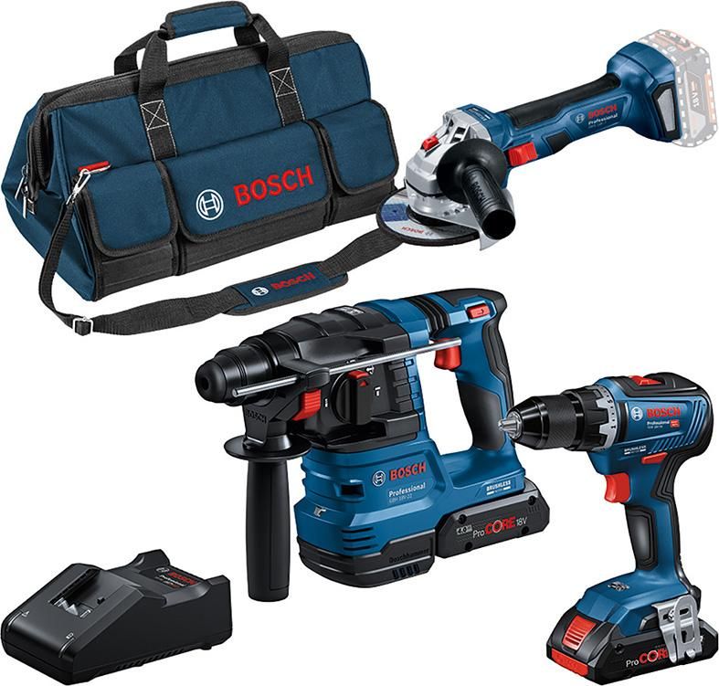 3 Tool Akku Set GSR+GWS+GBH 2x18,0 V 4,0 Ah Ladegerät 18V-40, Tasche