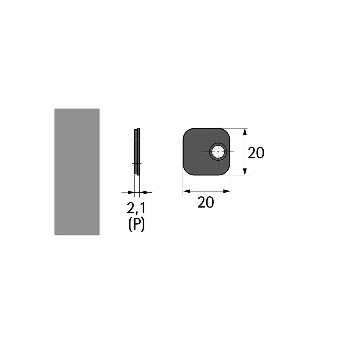 Gegenplatte 20x20 mm