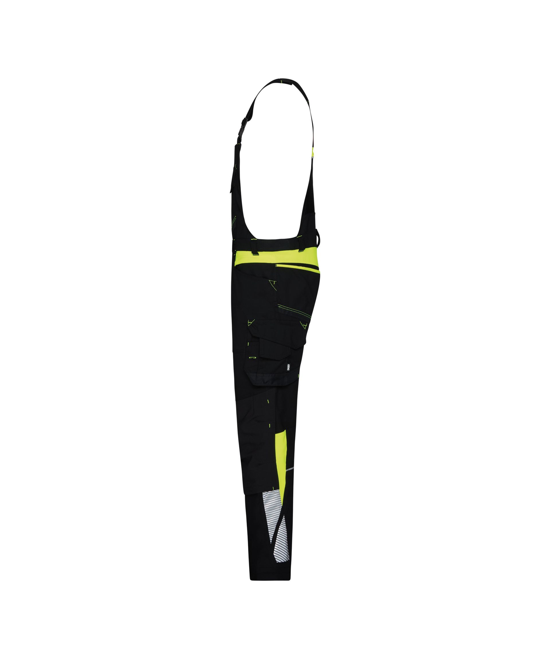 DASSY® Ulsan - Stretch-Arbeitslatzhose mit Kniepolstertaschen - schwarz/neongelb, Gr. 42