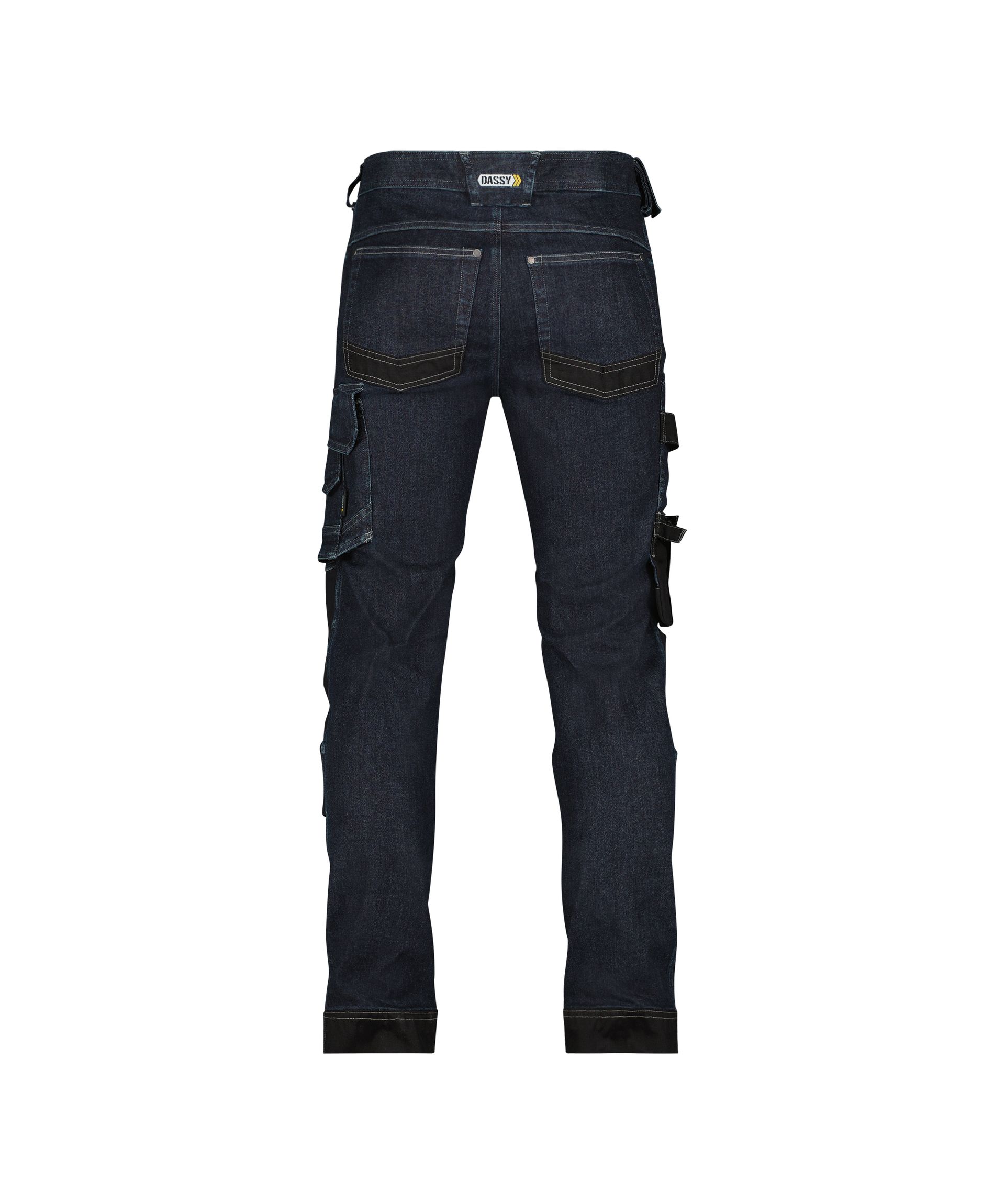 DASSY® Kyoto - Stretch-Arbeitsjeans mit Kniepolstertaschen - jeansblau/schwarz, Gr. 42