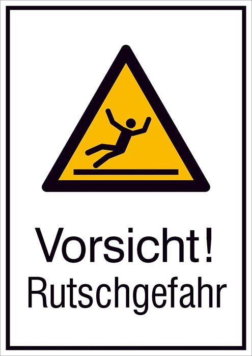 Warnschild Aluminium B262xH371 mm Vorsicht Rutschgefahr