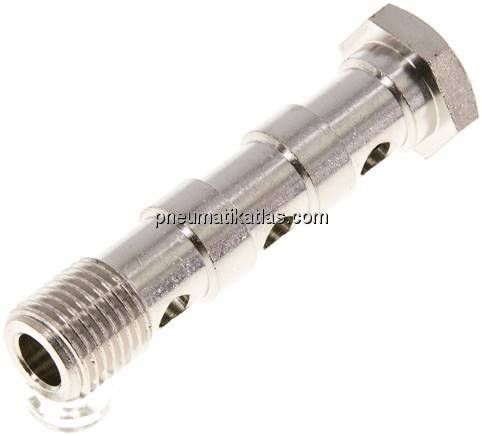 Hohlschraube, 3-fach G 1/4"-58mm, Messing vernickelt