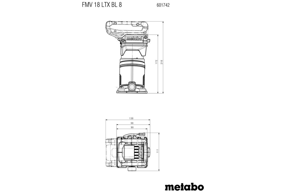 Akku-Kantenfraese FMV 18 LTX BL 8 Metabo ohne Akku ohne Ladegerät metaBOX