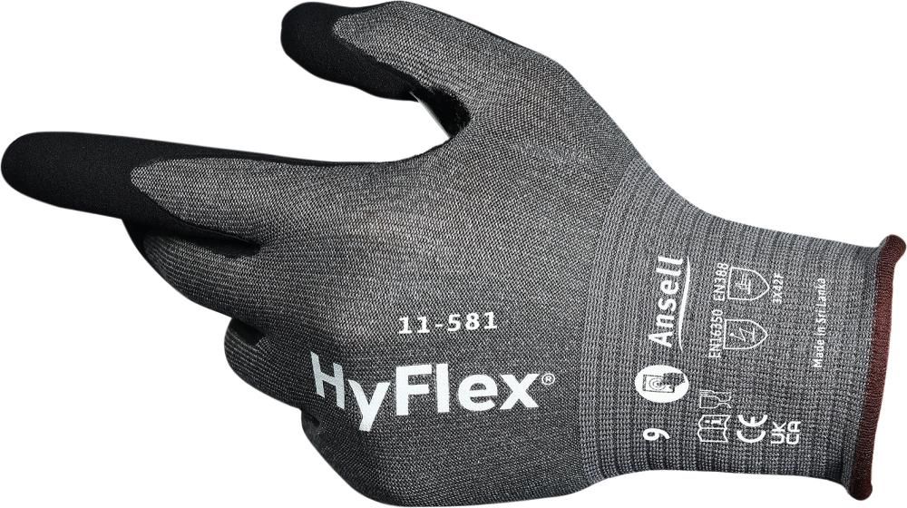 Industriehandschuh HyFlex11-581, schwarz/grau Gr. 8 Ansell