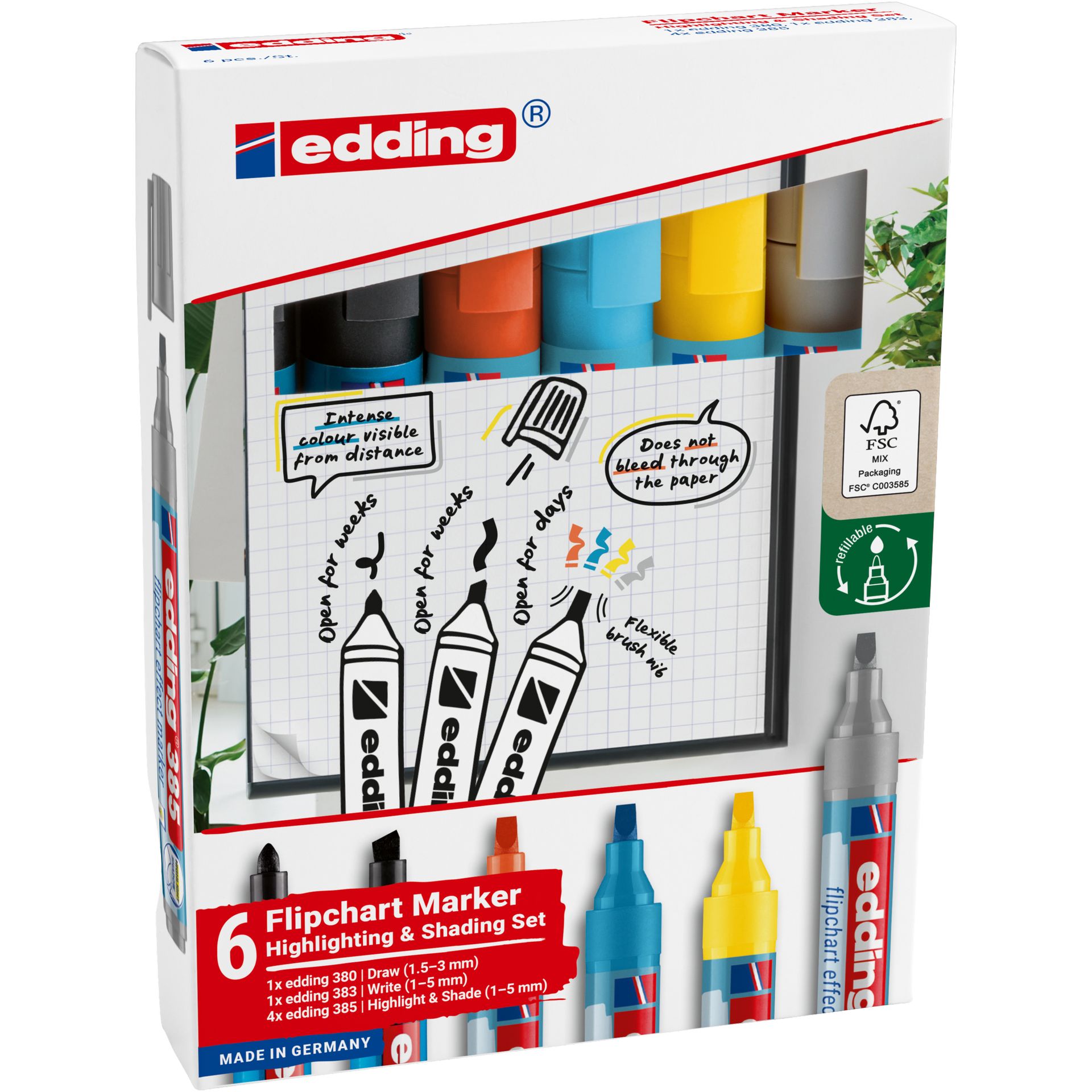 Flipchartmarker Set sort 6St