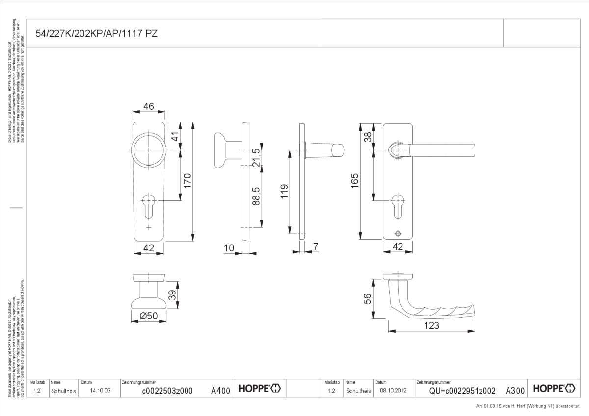 Hoppe/Wechselgrt LONDON 54/227/202KP/AP/113 PZ F1