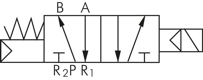 5/2-Wege Magnetventil, G 3/8", Federrückstellung, 24 V=