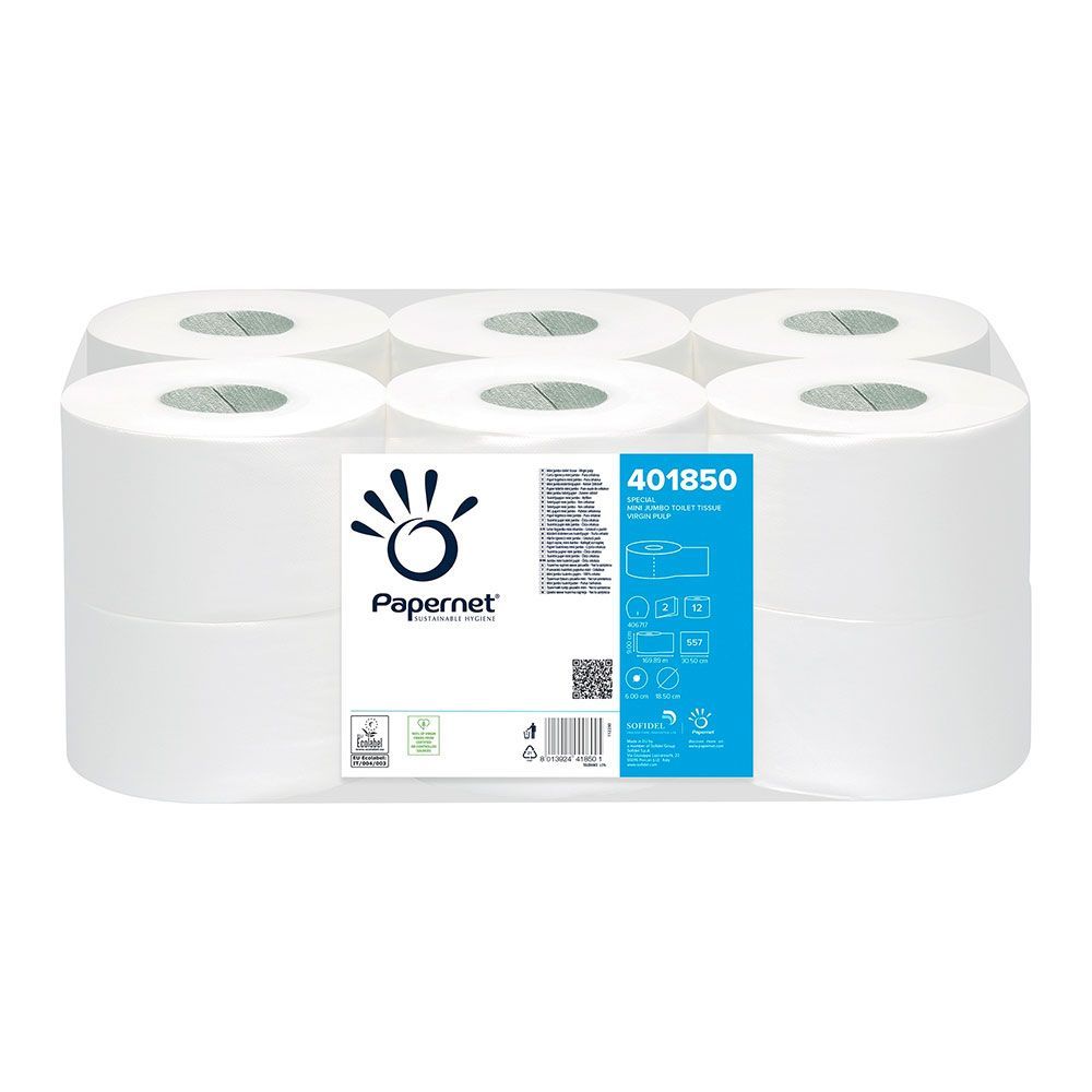 Papernet Toilettenpapier, Jumbo Mini, 2-lagig, Zellulose, weiß