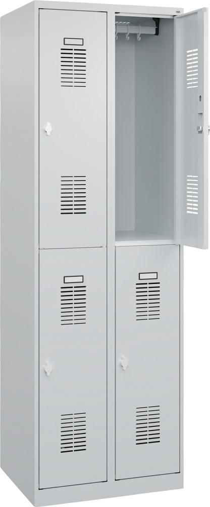 Garderobenschrank BASIC B600xT500xH1850 mm RAL 7035/7035, 2x2Abteile