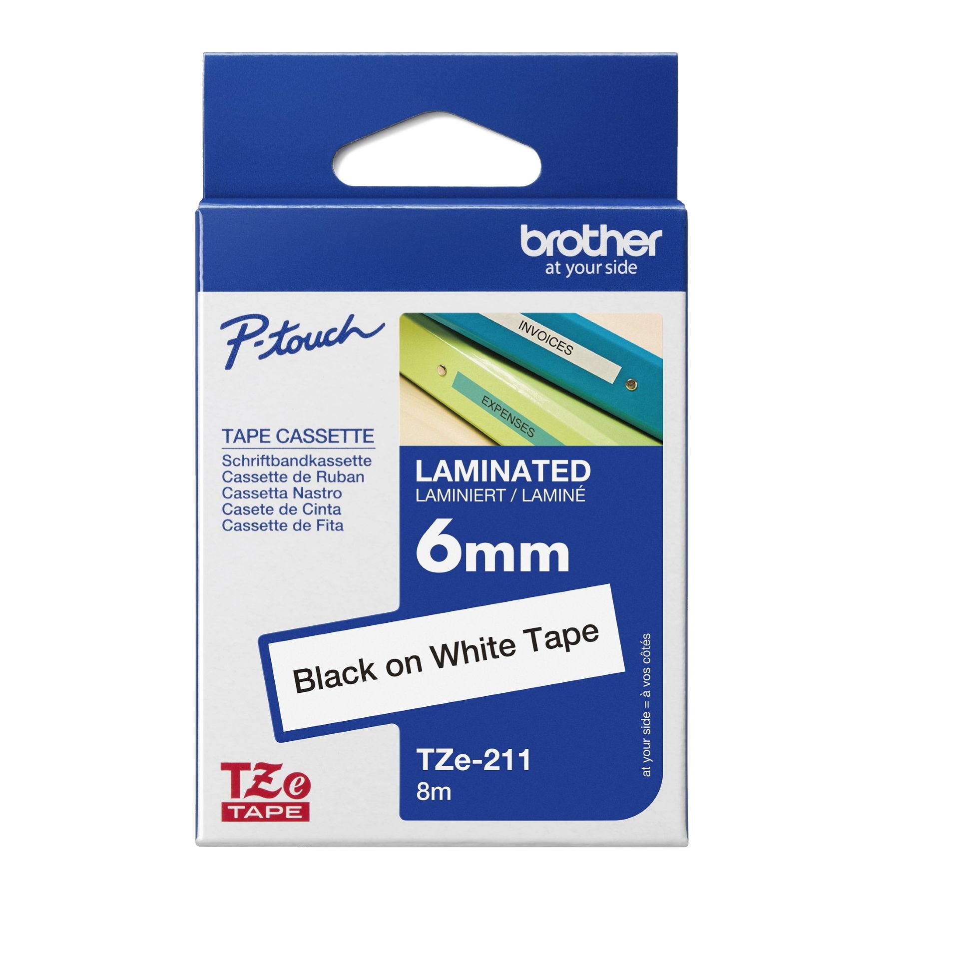 Schriftbandkassette 6mmx8m laminiert sw auf ws