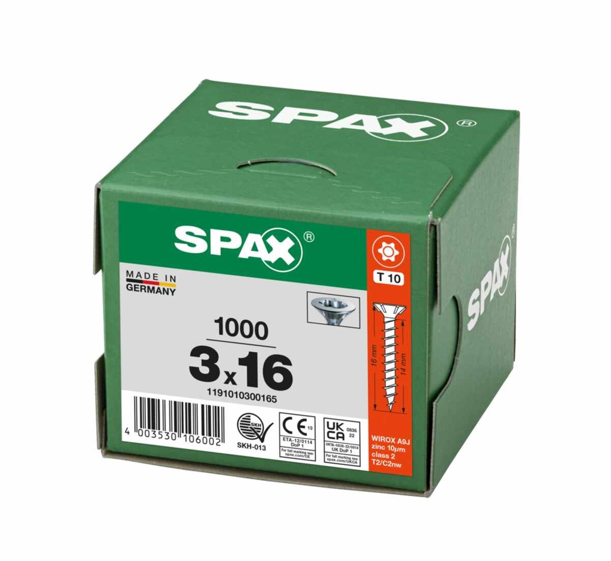 Spax Schrauben Fl/Vz Torx 3,0X16 VG VE1000