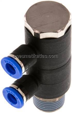 Steck-Mehrfachverteiler, 2-fach R 3/8"-6mm, IQS-Standard