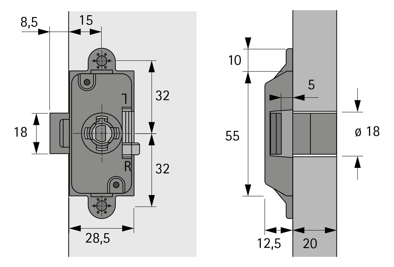 HETTICH Zylinder-Kastenschloss D 15 mm Z23