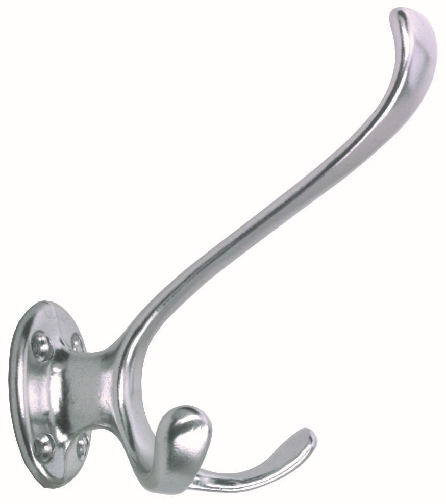 Huthaken doppelt Aluminium-Guß matt silber 120 mm