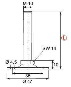 Verstellschraube M10x80 mm