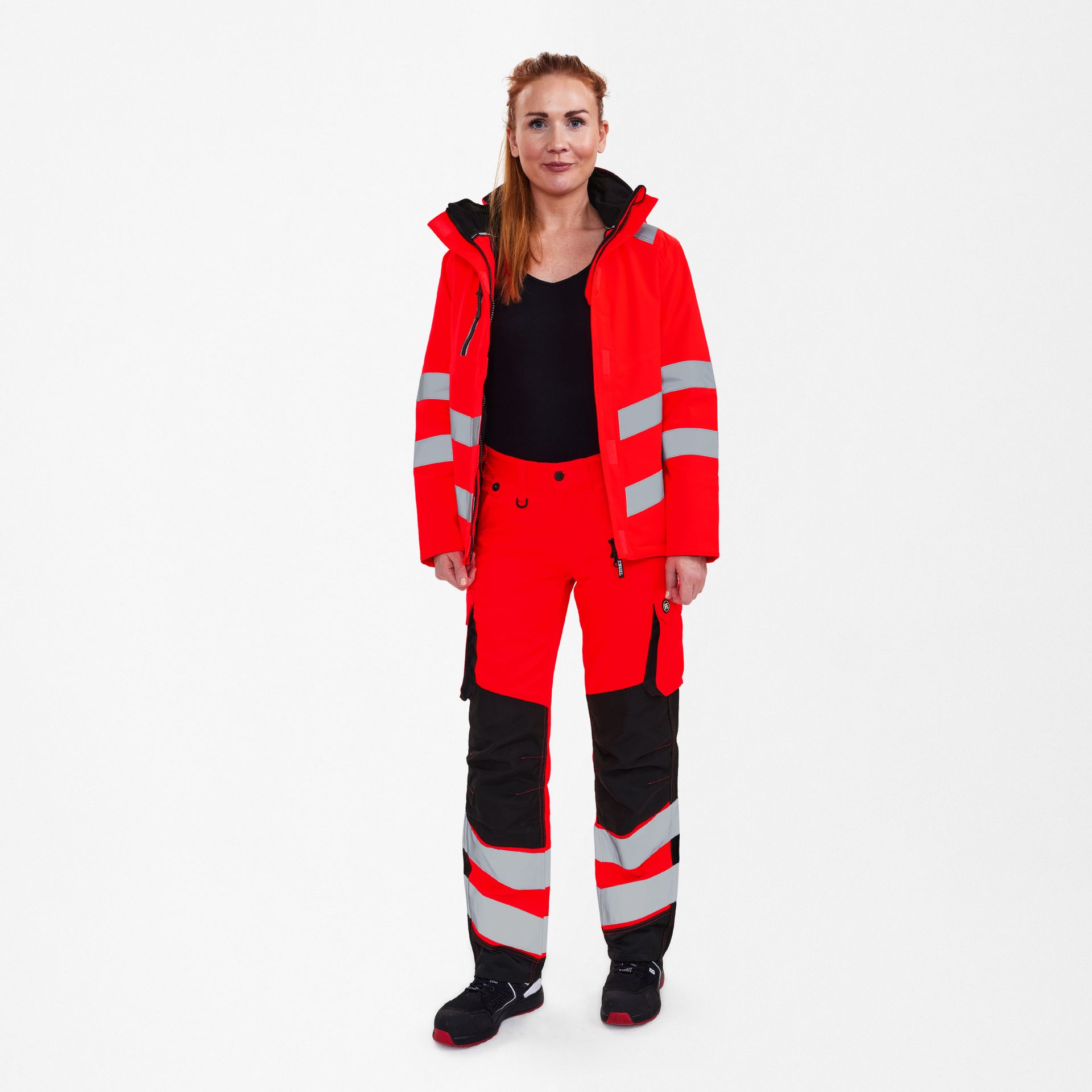 Safety Damen Winterjacke Rot/Schwarz, Gr. XL