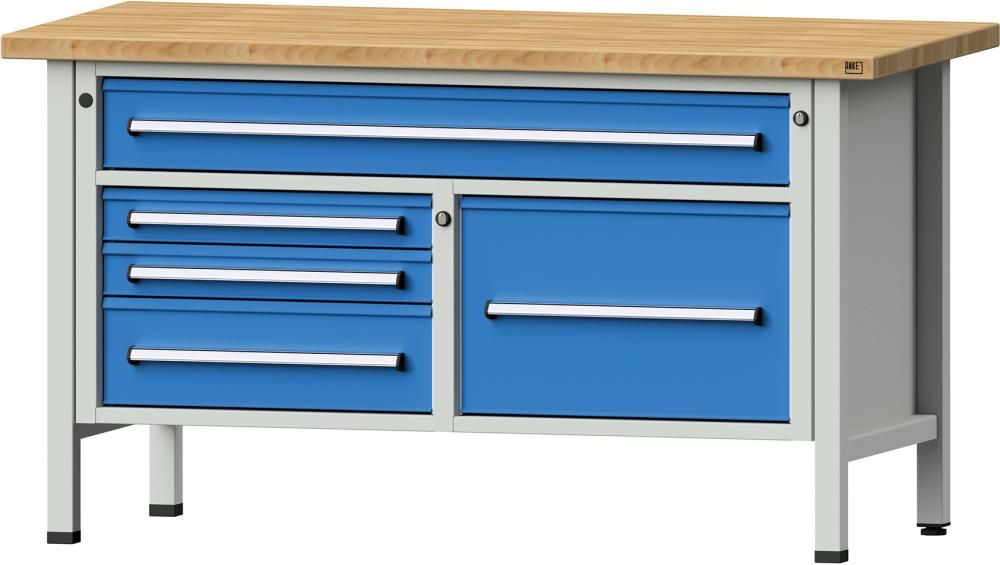 Anke Kastenwerkbank B1500xT700xH840mm RAL7035/5012 BMP: 40 mm 5 Schubladen