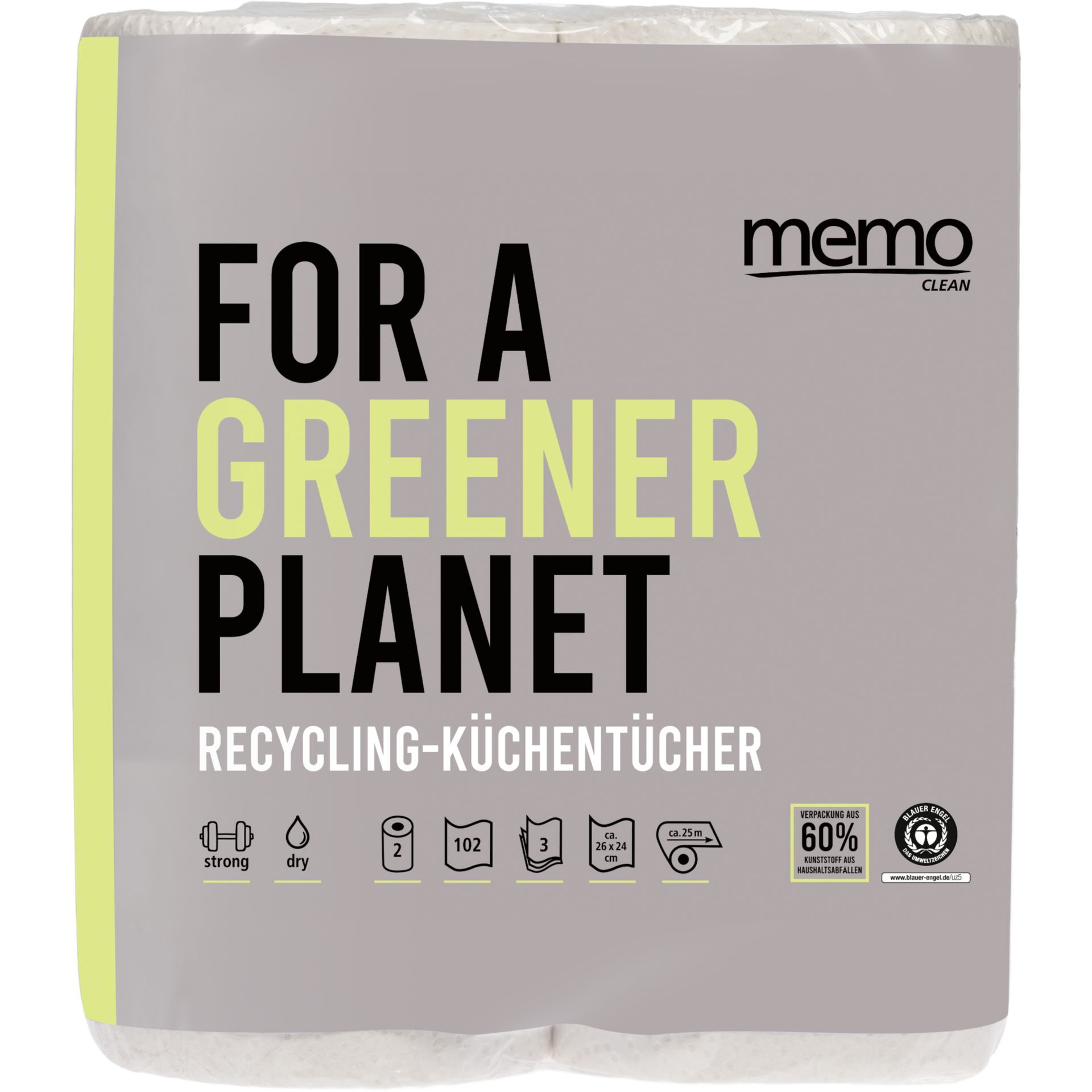 Küchenrolle Recycling Strong & Dry 3lg. 102Bl. 2Rl.