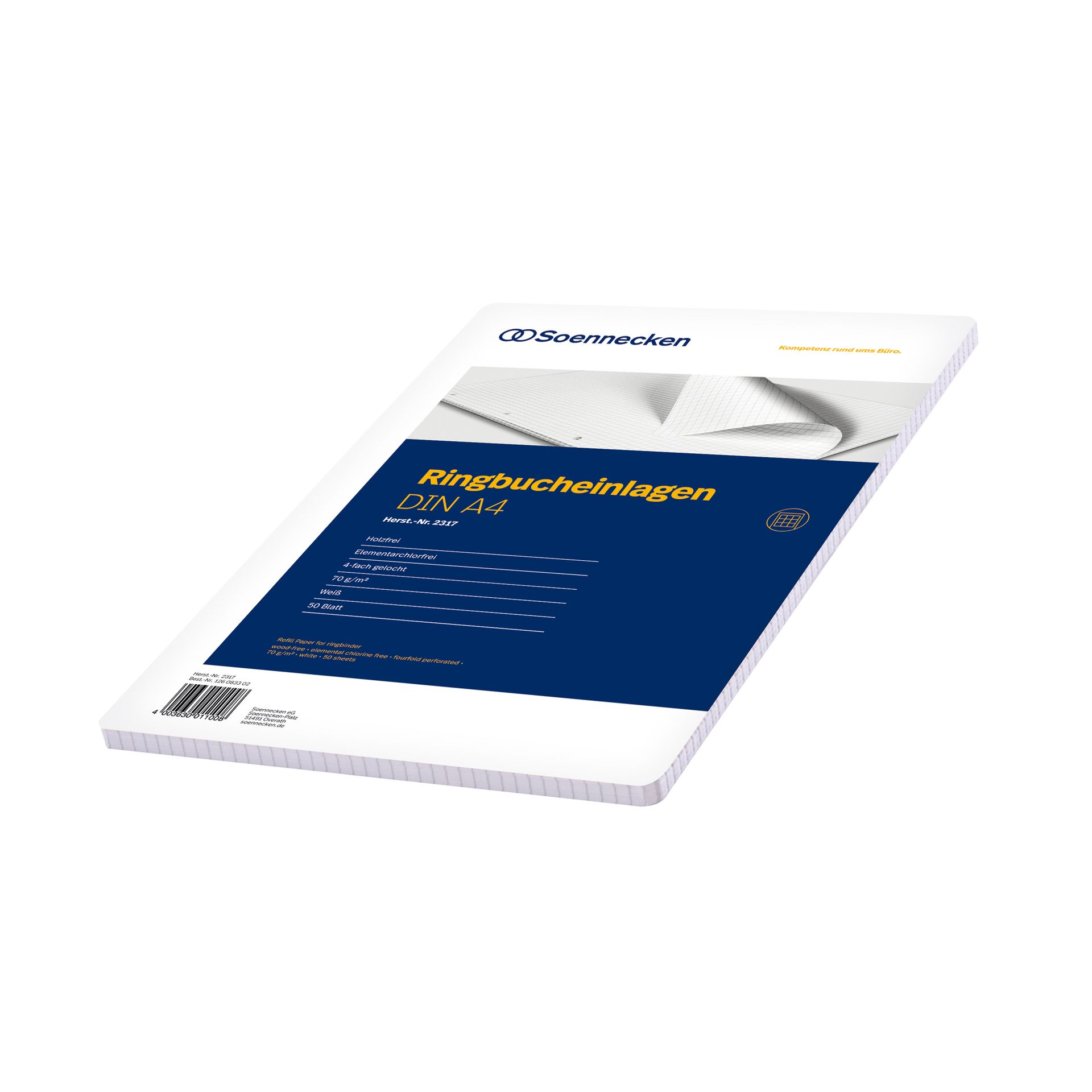 Ringbucheinlage DIN A4 70g kariert 50 Bl./Pack.