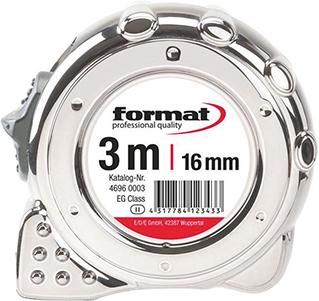 Taschenbandmaß verchromt 3mx16mm weiß FORMAT