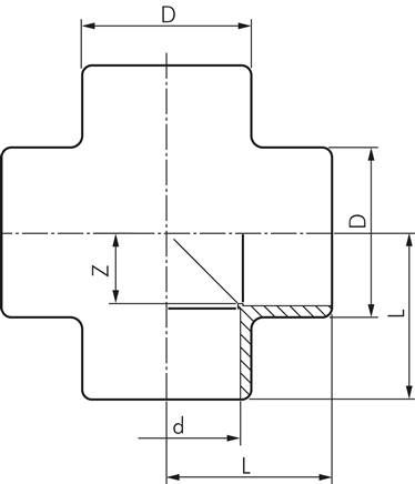 Klebemuffen-Kreuzstück, PVC-U, 20mm