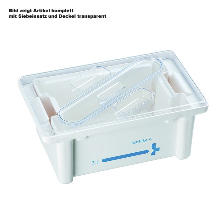 Instrumentenwanne 3 Ltr. kpl.mit Siebeinsatz und Deckel transparent