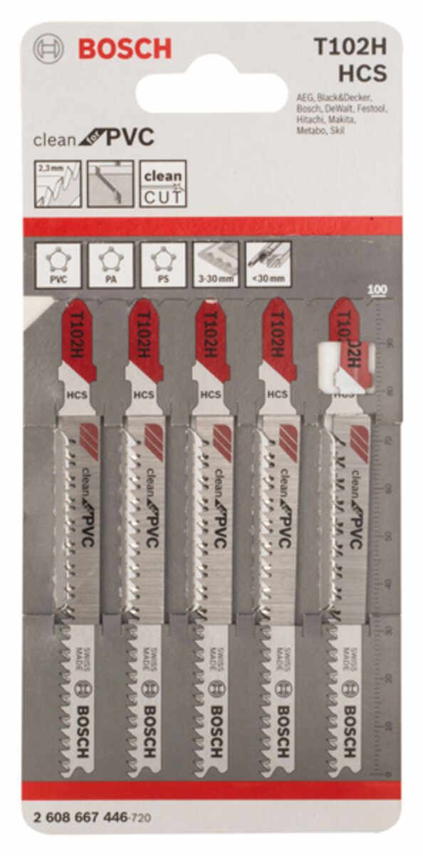 PRO Plastics PVC clean T102H Stichsägeblatt, 100 mm, 5-tlg.