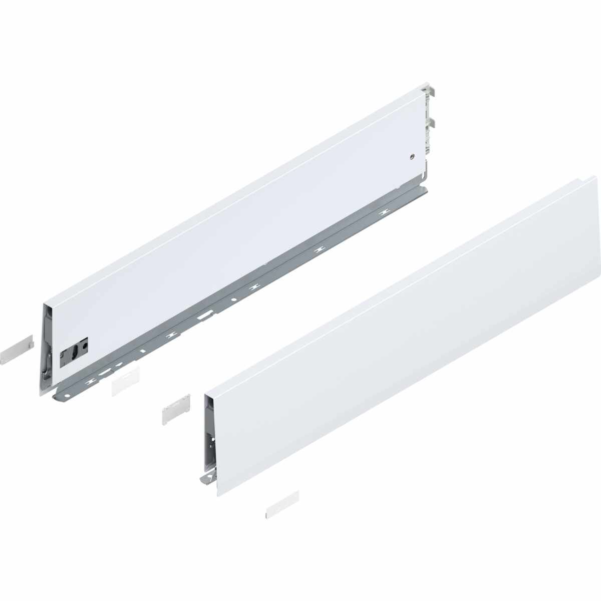 MERIVOBOX Zarge, Höhe K (129 mm), NL=600 mm, links/rechts, seidenweiß matt