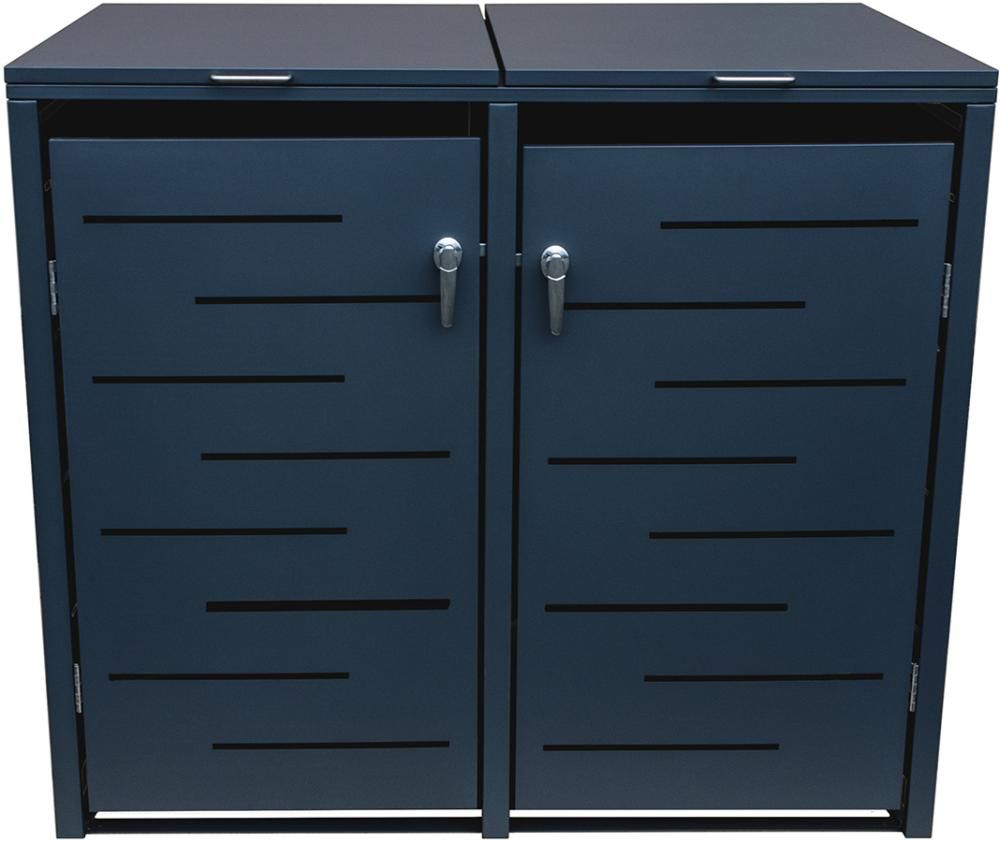 OSKAR Mülltonnenbox 132x80x116cm, ANTHRAZIT Für 2 Tonnen bis 240 L Stahl verz. pulverbesch.