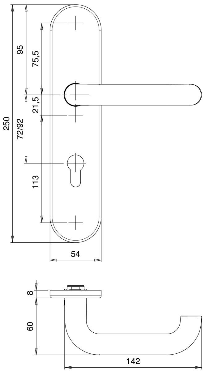 Alu-Schutz-Drücker-Garnitur, ES-1
