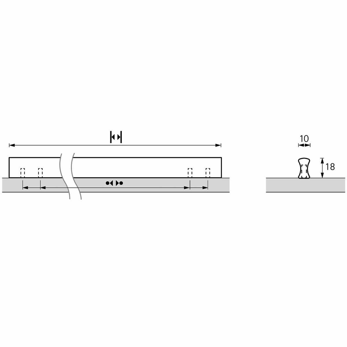 Griff Kervo, Bohrabstand 96 / 128 mm, L 152 mm, B