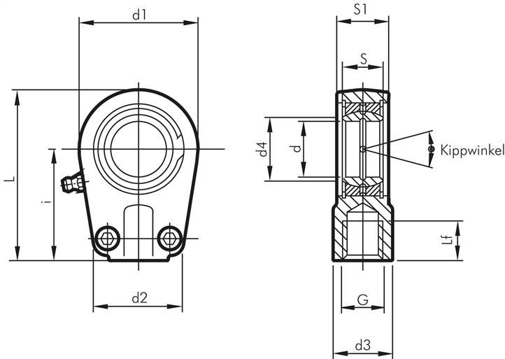 Gelenkkopf für Hydraulikzylinder, M 16 x 1,5