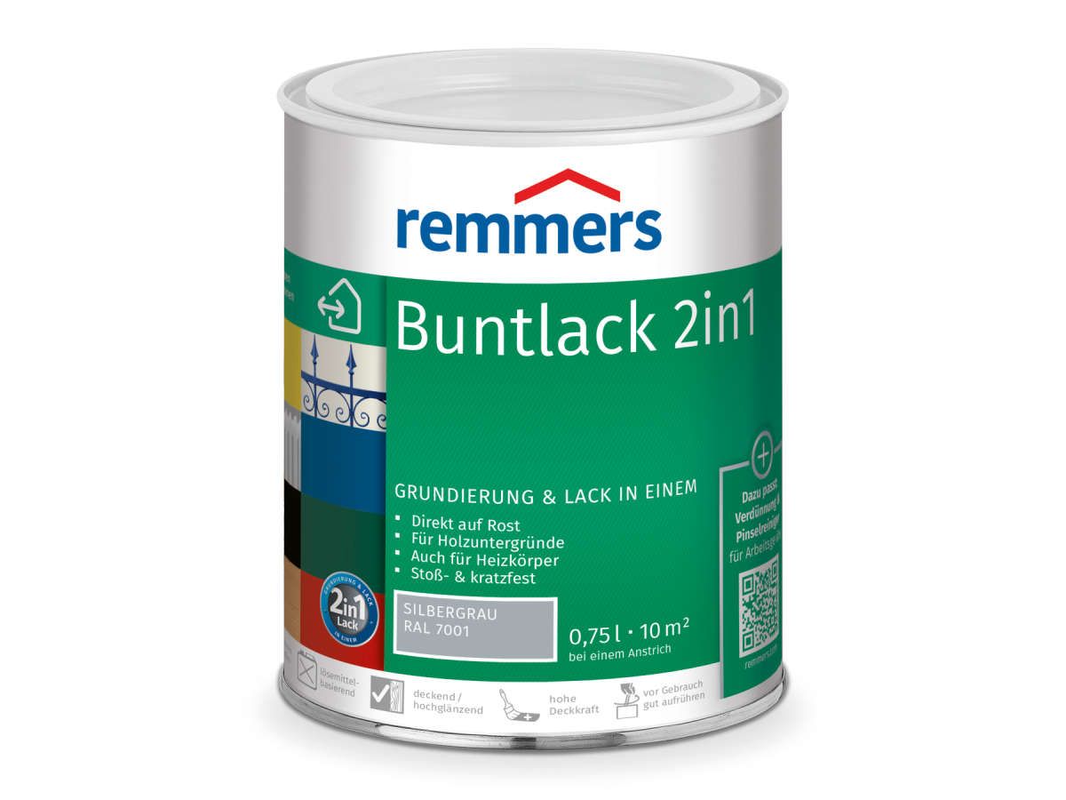 Buntlack 2in1 silbergrau (RAL 7001) 0.75 l
