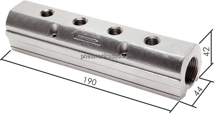 Verteilerleiste 2 x G 3/4" - 4 x G 1/4", Edelstahl